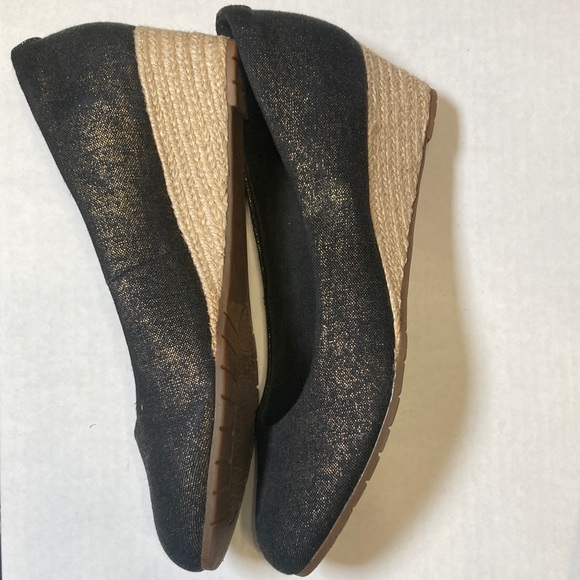 Clarks Mallory Luna Women's Wedge Heel Shoes Navy Gold Textile 26157539 Sz 8M - Picture 5 of 12